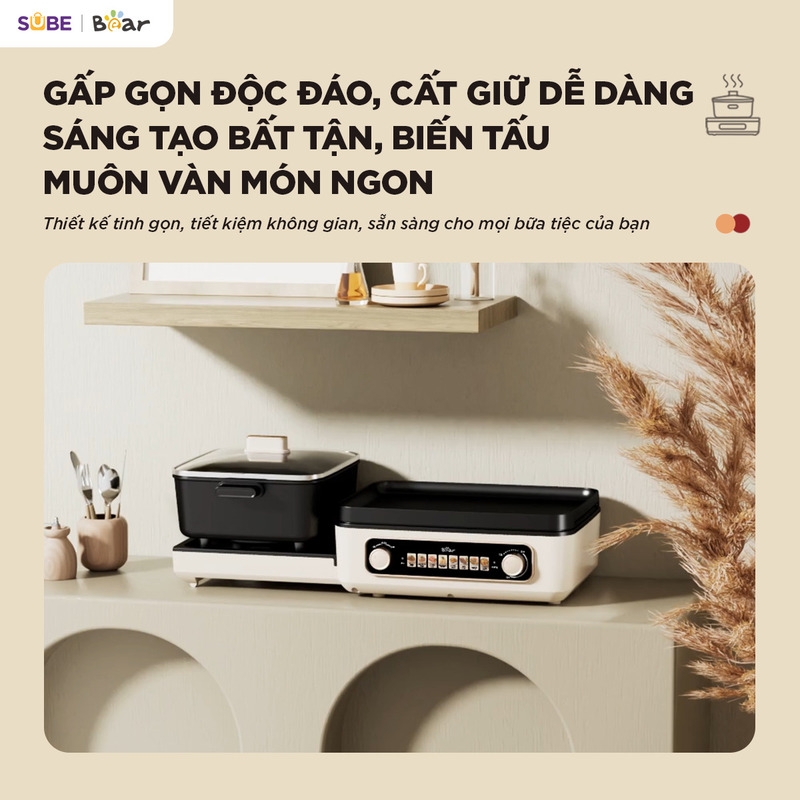 [SALE 20/10] Nồi lẩu nướng đa năng Bear 4L GR-5H22R83
